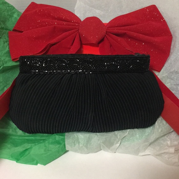 Accordion Satin Formal Clutch with Shiny Beads EUC - Picture 6 of 8